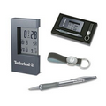 3 Piece Gift Set - Titanium Clock/ Ballpoint Grip Pen/ Leather Key Ring